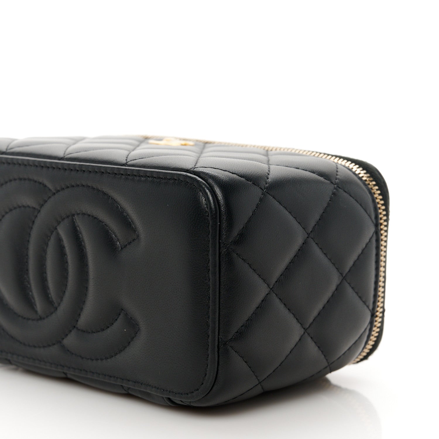 Chanel Lambskin Quilted Pearl Crush Small Vanity Case With Chain Black 10 of 13