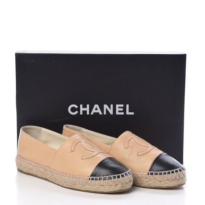 Chanel Lambskin CC Espadrilles 36 Beige Black 8 of 8