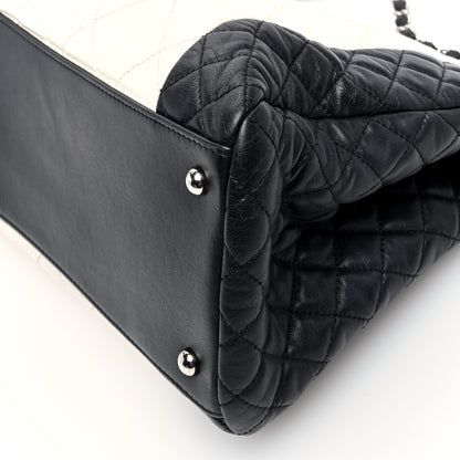 Chanel Lambskin Quilted CC Shopping Tote Black Ivory 9 of 9