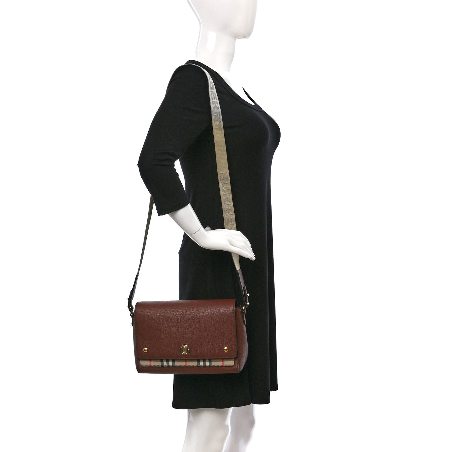 Calfskin Vintage Check Note Crossbody Bag Tan