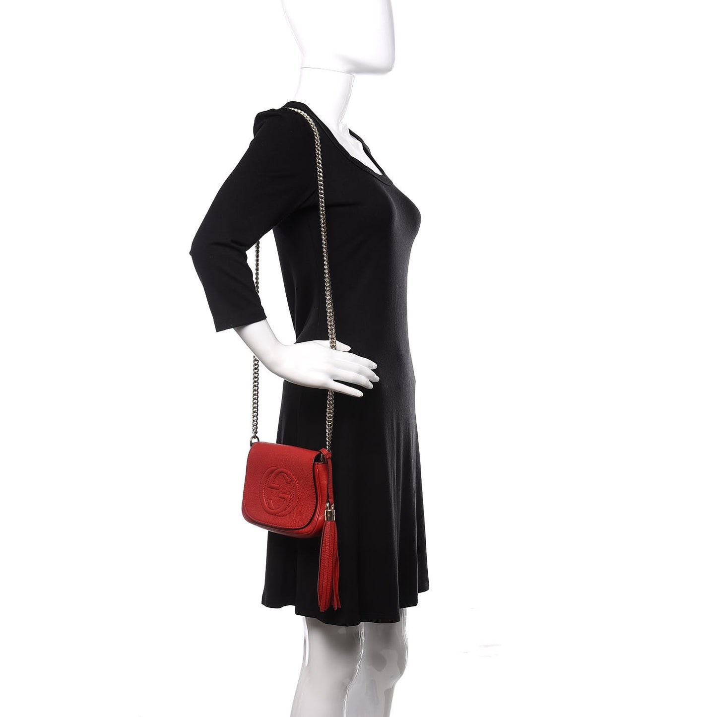 Pebbled Calfskin Small Soho Flap Crossbody Red