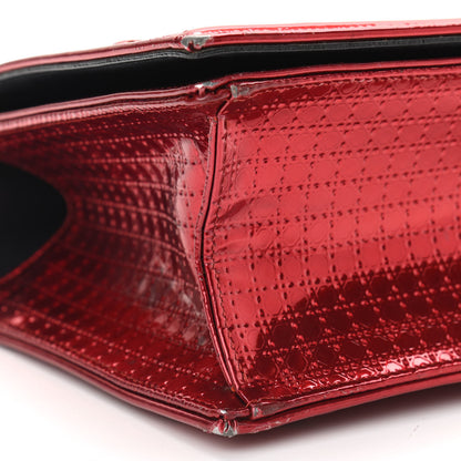 Christian Dior Metallic Patent Micro-Cannage Medium Diorama Flap Bag Red 8 of 15
