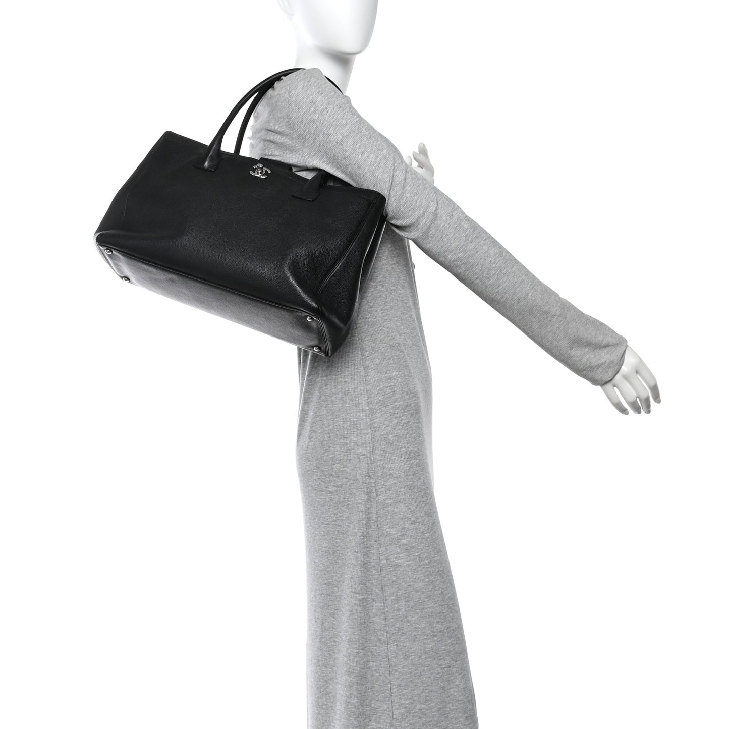 Calfskin Cerf Executive Shopper Tote Black