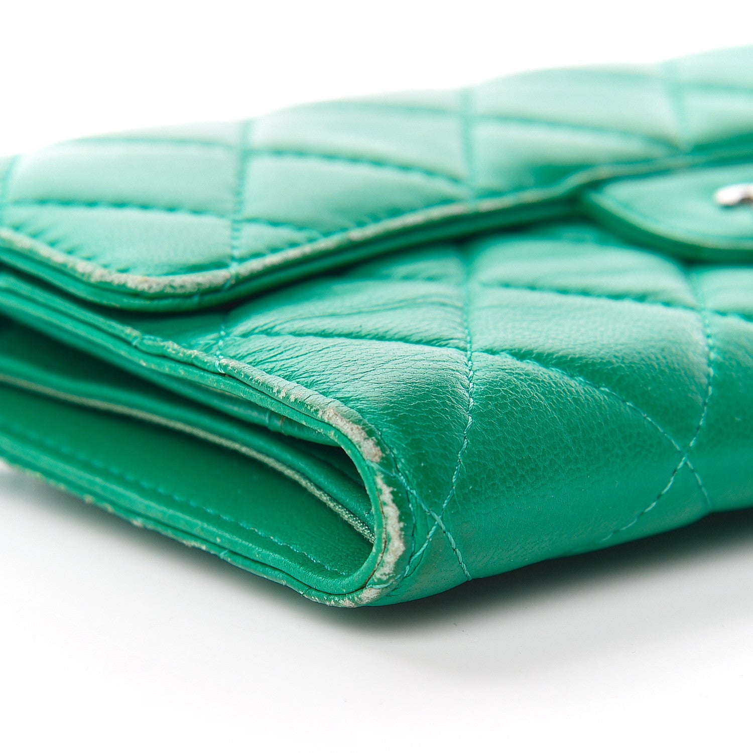 Chanel Lambskin Quilted Large Flap Wallet Green 10 of 18