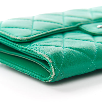 Chanel Lambskin Quilted Large Flap Wallet Green 10 of 18