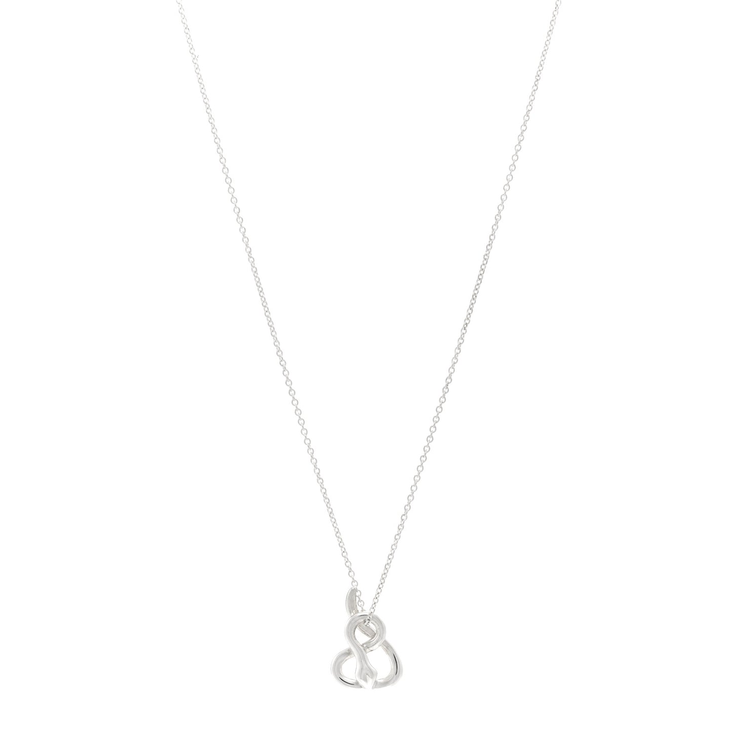 Sterling Silver Diamond Elsa Peretti Snake Pendant Necklace