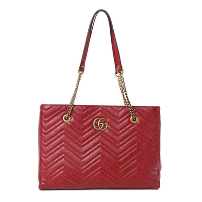 Gucci Azalea Calfskin Matelasse Medium GG Marmont Slim Tote Romantic Cerise 1 of 9