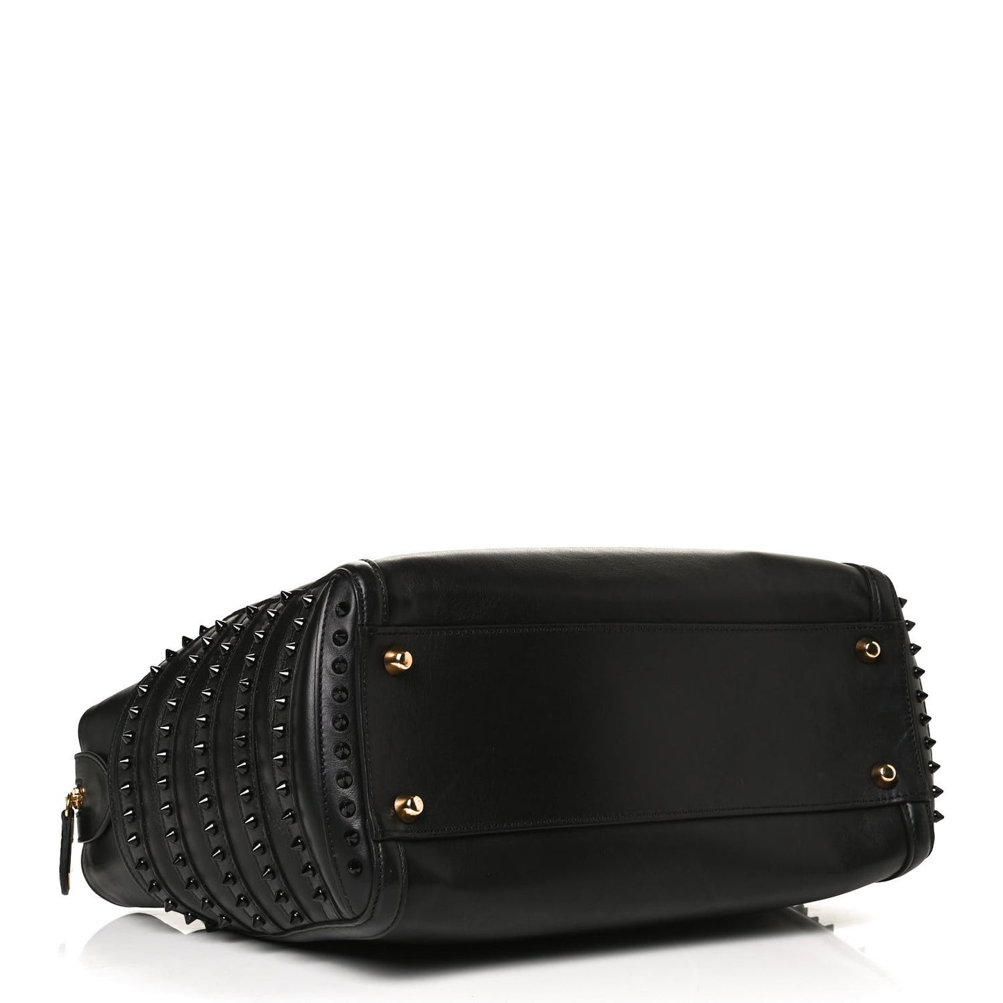 Calfskin Spikes Farida Bowler Bag Black