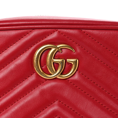 Gucci Calfskin Matelasse Mini GG Marmont Chain Shoulder Bag Hibiscus Red 14 of 17