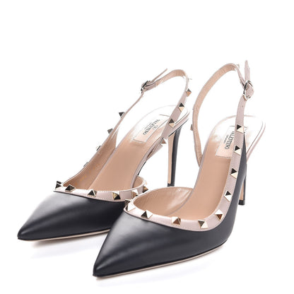 Valentino Garavani Nappa Rockstud Half D'Orsay Slingback 85mm Pumps 41.5 Black Poudre 3 of 7