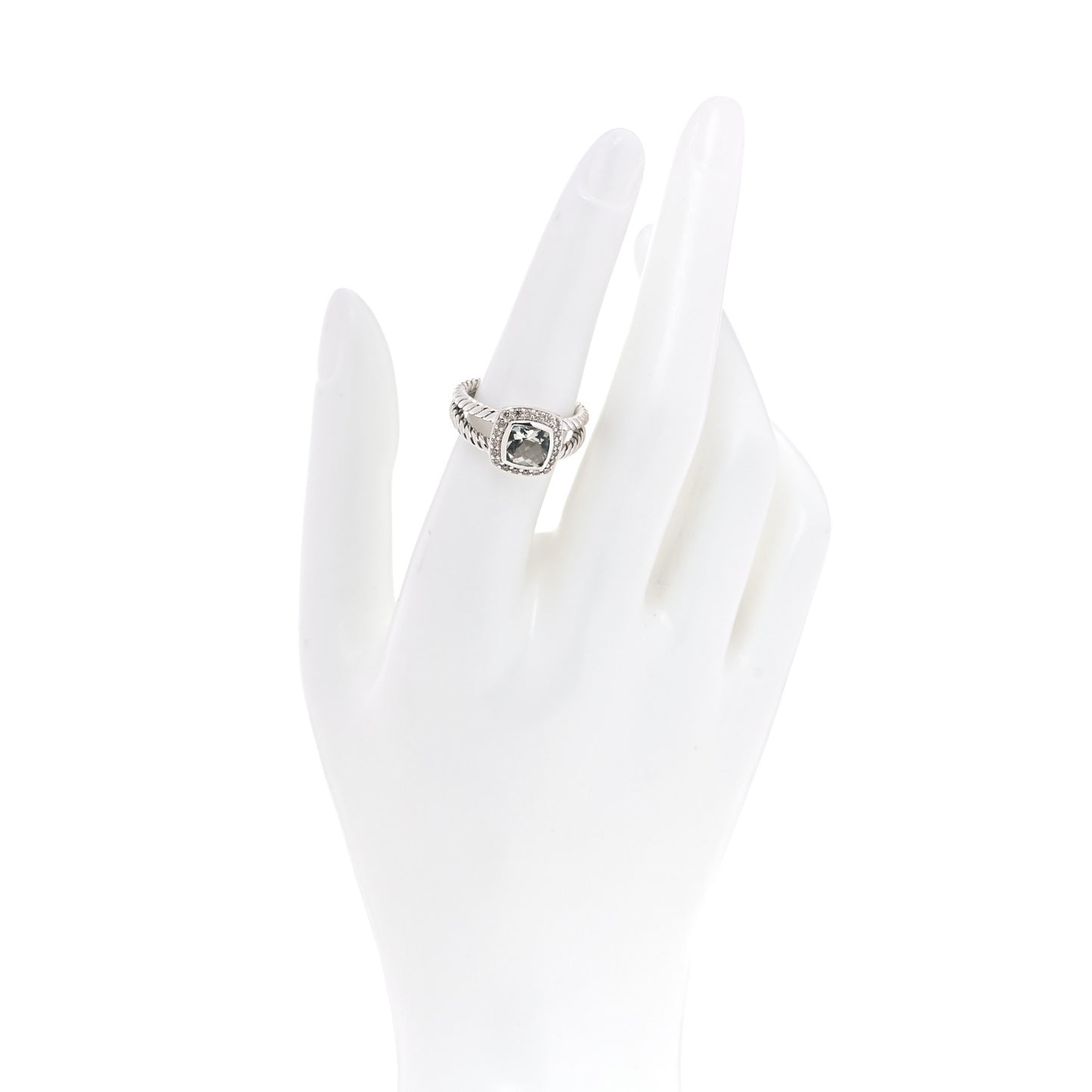Sterling Silver Diamond Prasiolite 7mm Petite Albion Ring 54 7