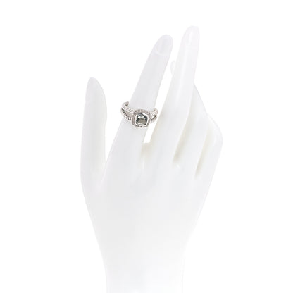 David Yurman Sterling Silver Diamond Prasiolite 7mm Petite Albion Ring 54 7 2 of 4