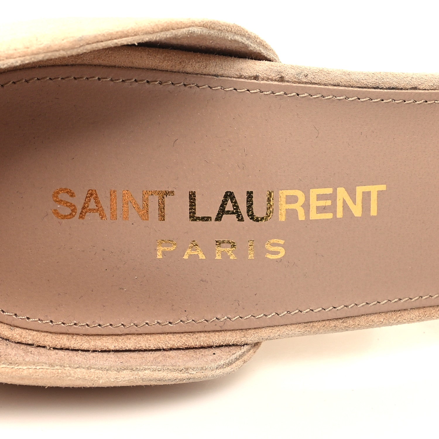 Saint Laurent Suede Calfskin Opyum 110 Sandals Cachemere 36 Pale Gold 8 of 10