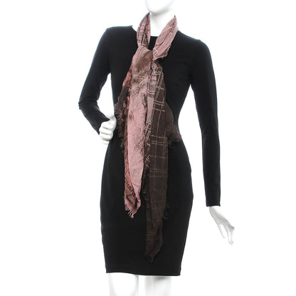 Chanel Silk Cashmere CC Logo Scarf Pink Brown 2 of 7