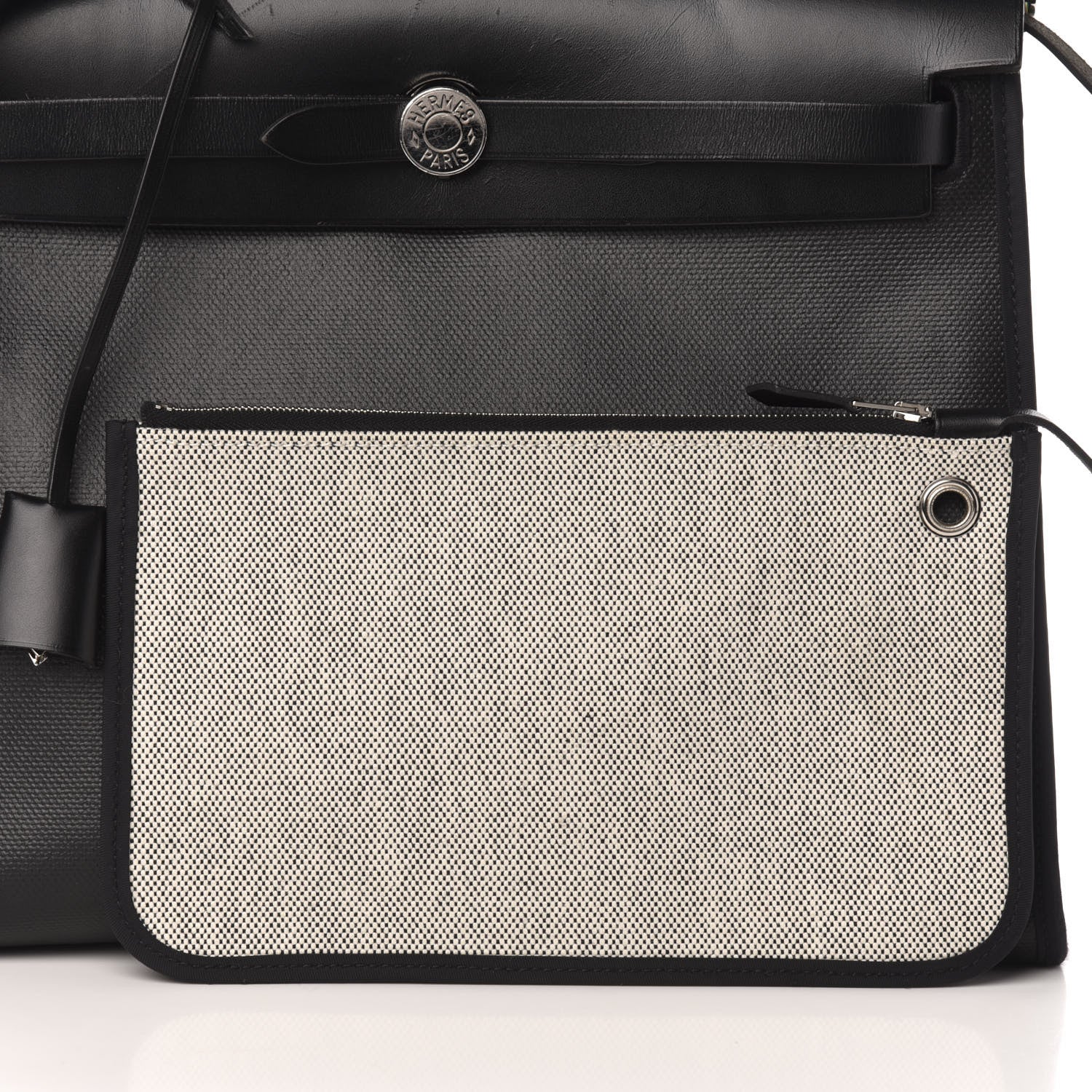 Hermes Toile H Berline Vache Hunter Herbag Zip PM 31 Black Ecru 11 of 15
