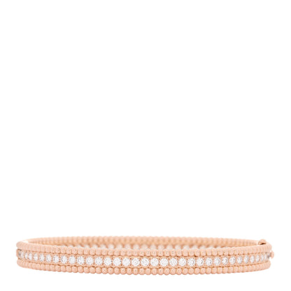 Van Cleef & Arpels 18K Rose Gold Diamond Perlee 1-Row Bangle Bracelet S 2 of 4
