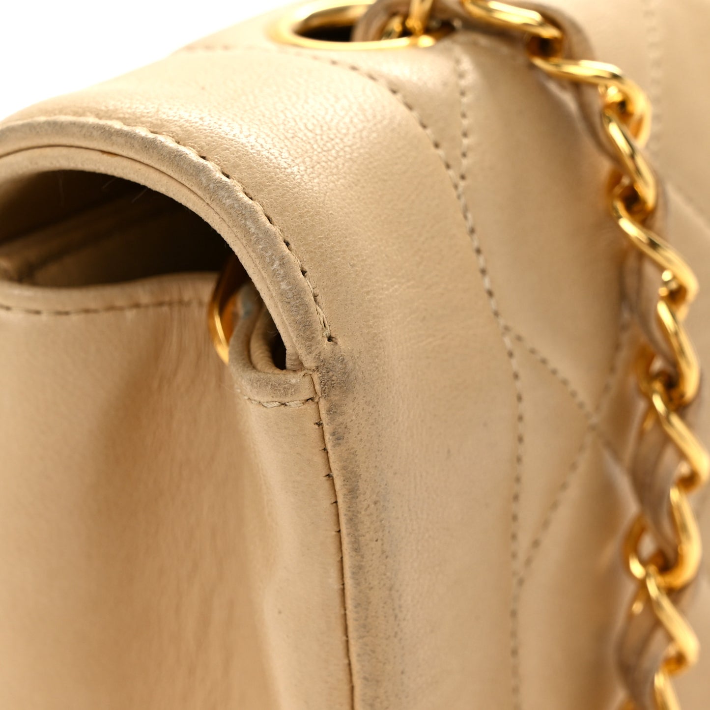 Lambskin Quilted Medium Single Flap Beige