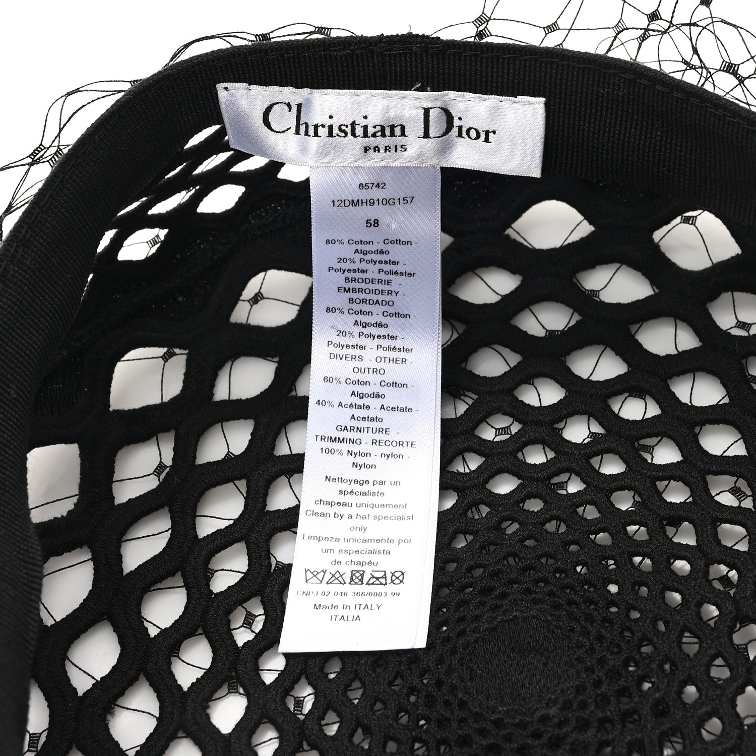 Christian Dior Mesh Arty Veil Beret 58 Black 8 of 8