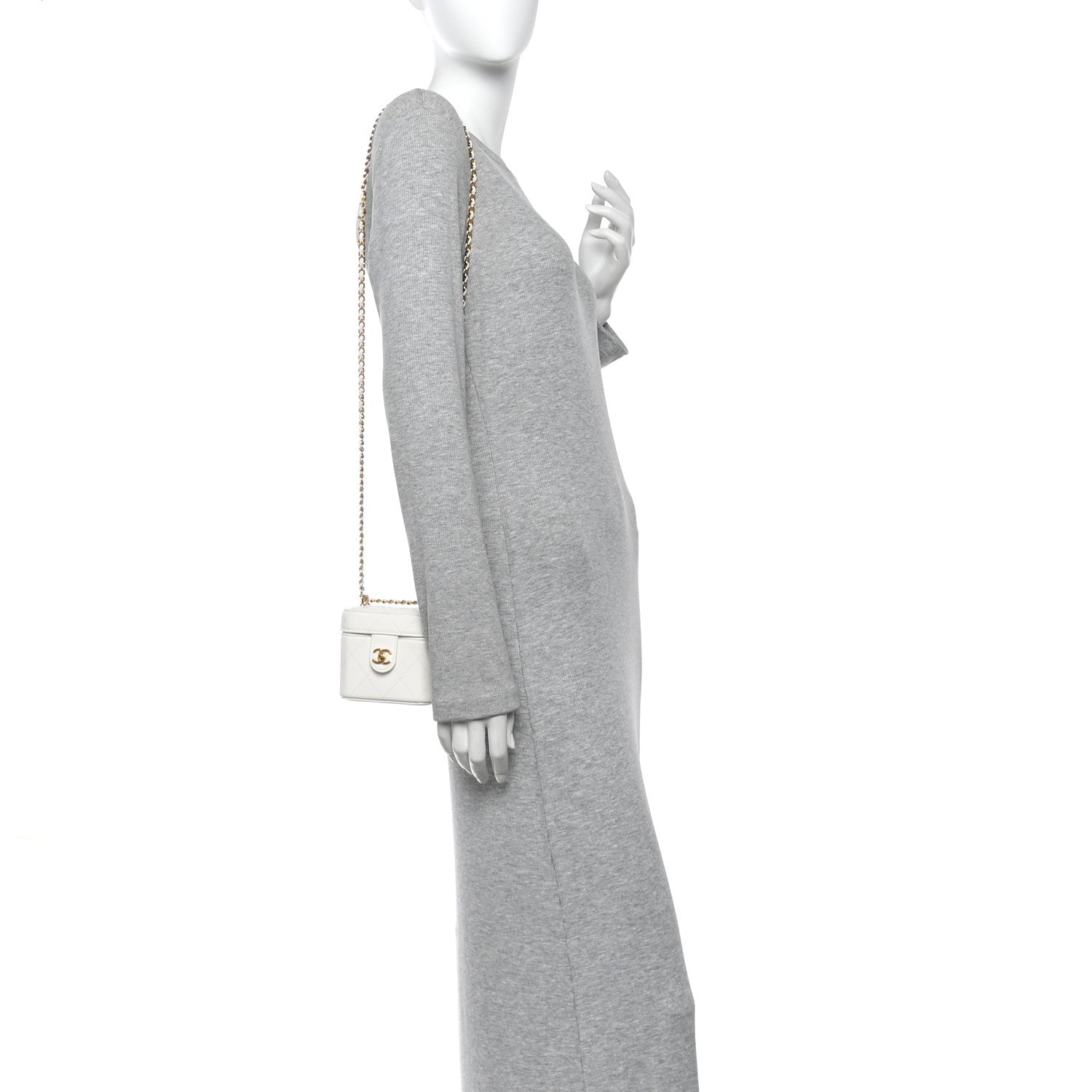 Chanel Lambskin Quilted Vanity Clutch With Chain White 2 of 10