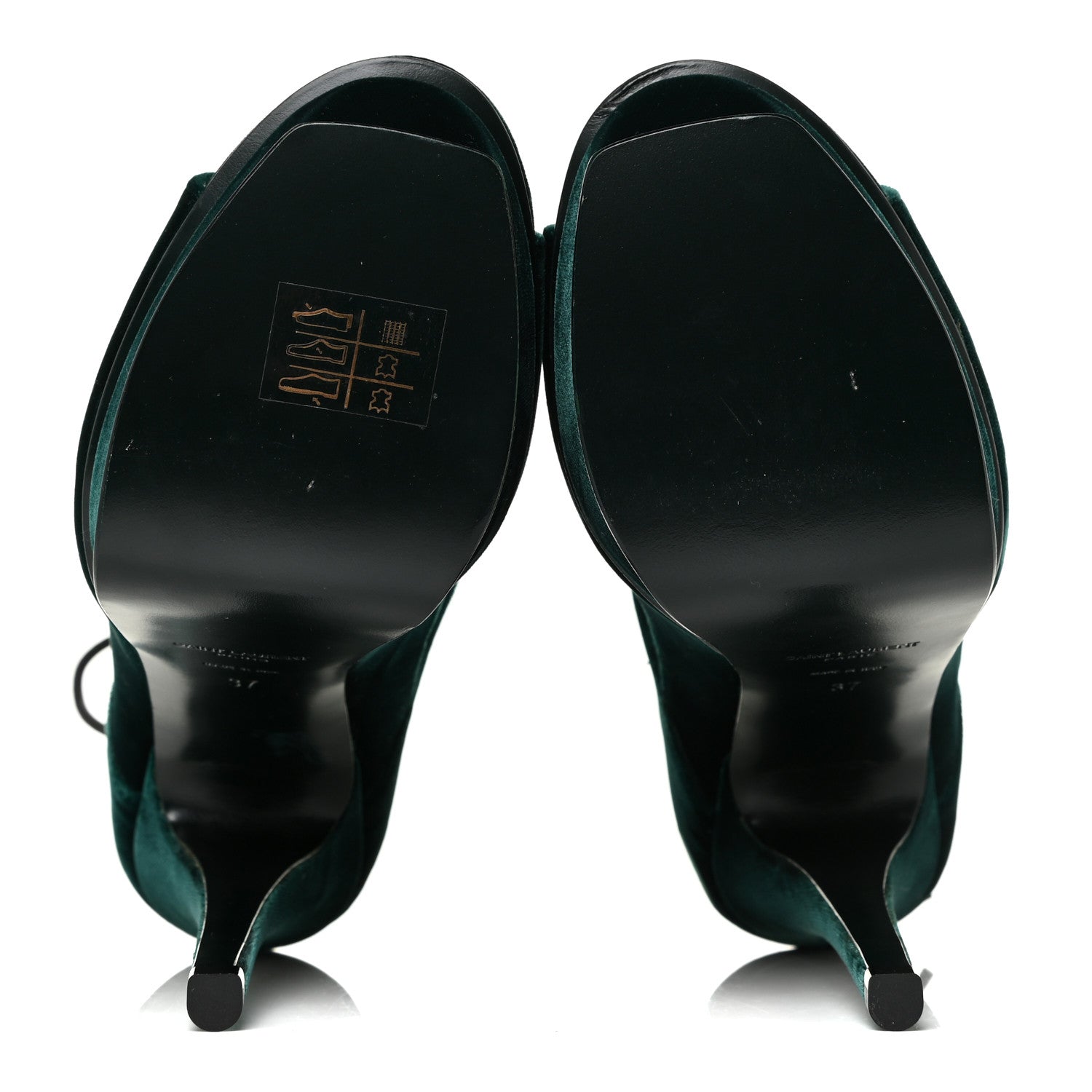 Saint Laurent Velluto Master Lace Up Tribute 105 Platform Sandals 37 Green 6 of 13