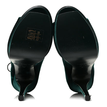 Saint Laurent Velluto Master Lace Up Tribute 105 Platform Sandals 37 Green 6 of 13