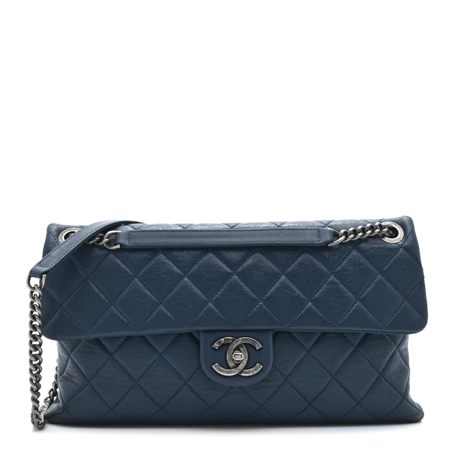 Goatskin Quilted Medium Flap Blue