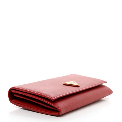 Prada Saffiano Metal Continental Flap Wallet Fuoco 5 of 11