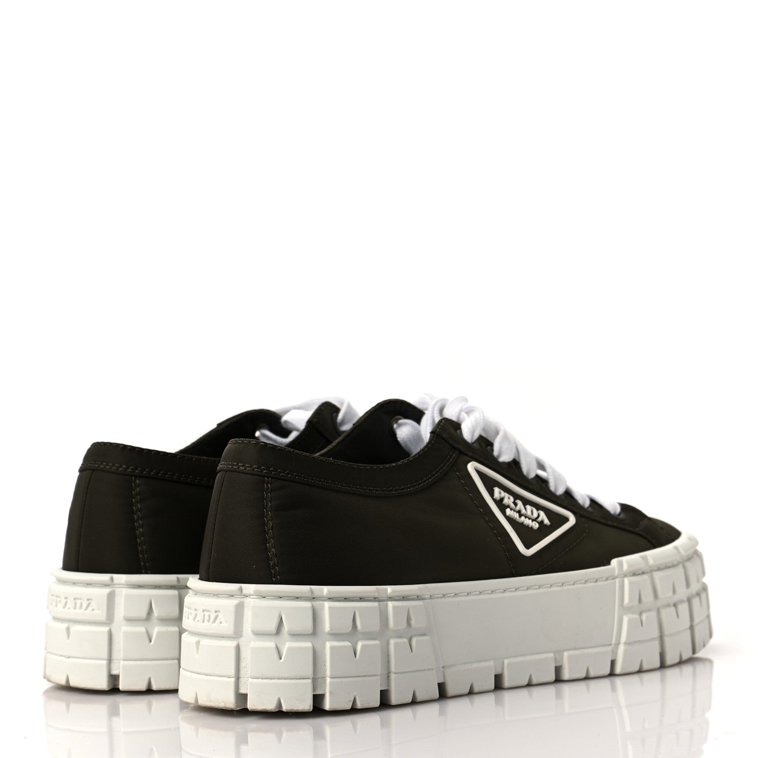 Prada Re-Nylon Gabardine Triangle Logo Double Wheel 50mm Sneakers 39 Militare 4 of 7