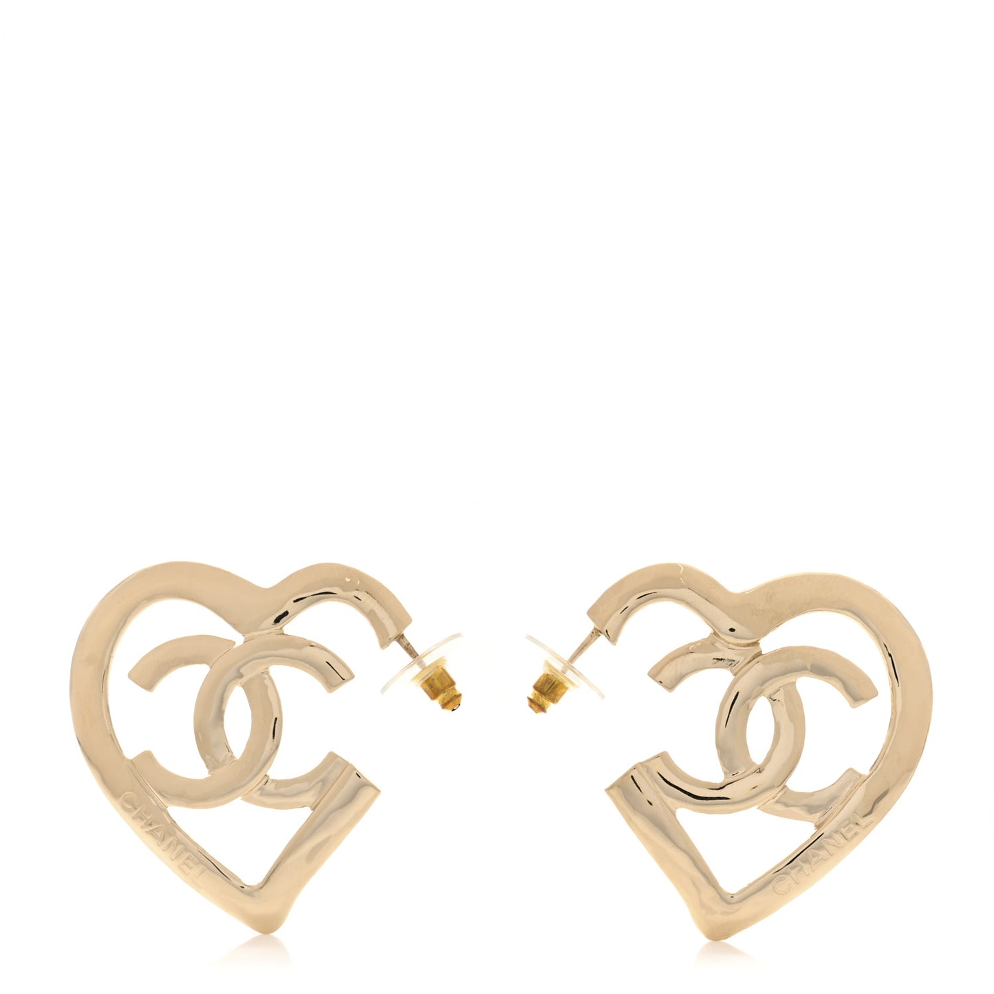Metal CC Heart Coco In Love Hoop Earrings Gold