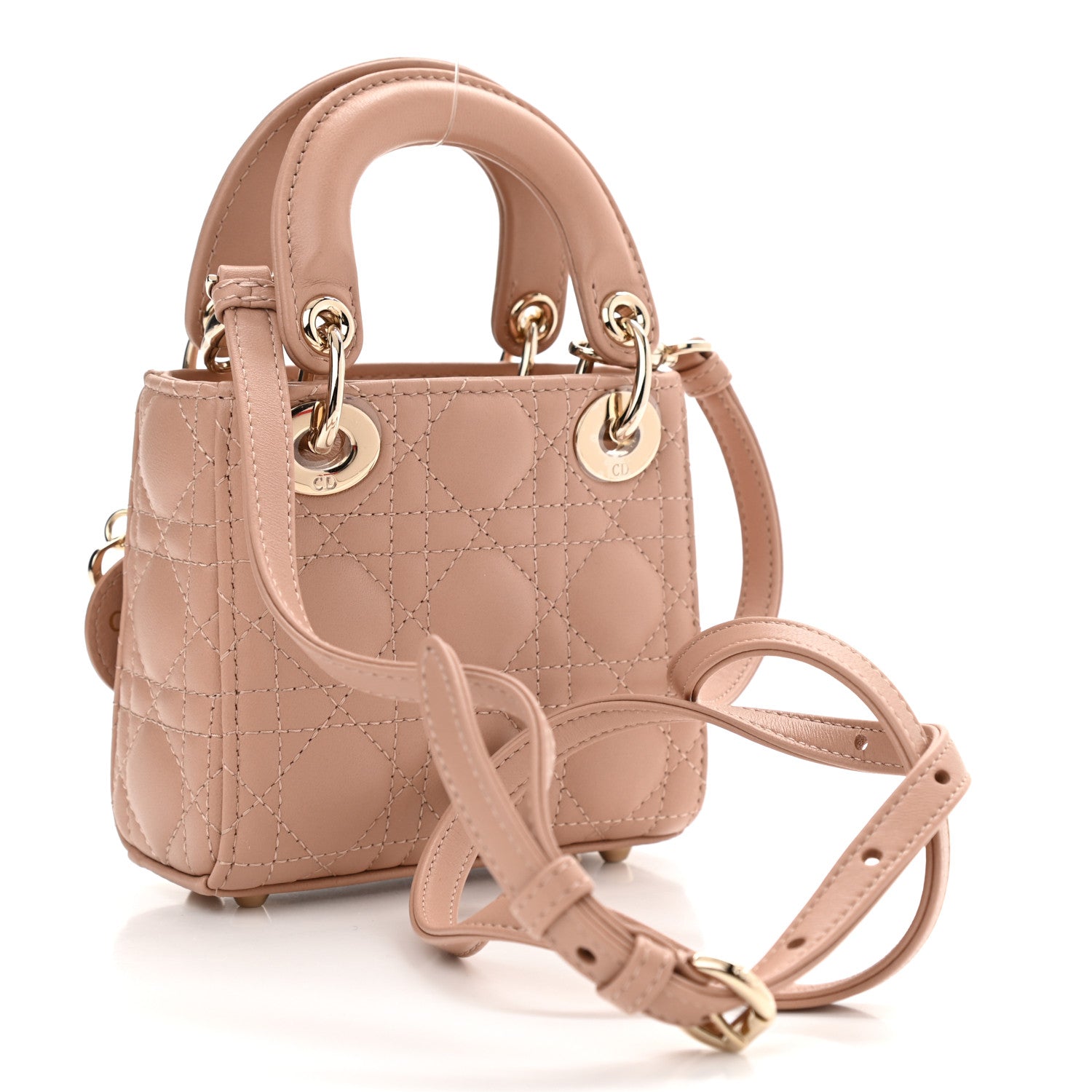 Christian Dior Lambskin Cannage Micro Lady Dior Rose Des Vents 3 of 10