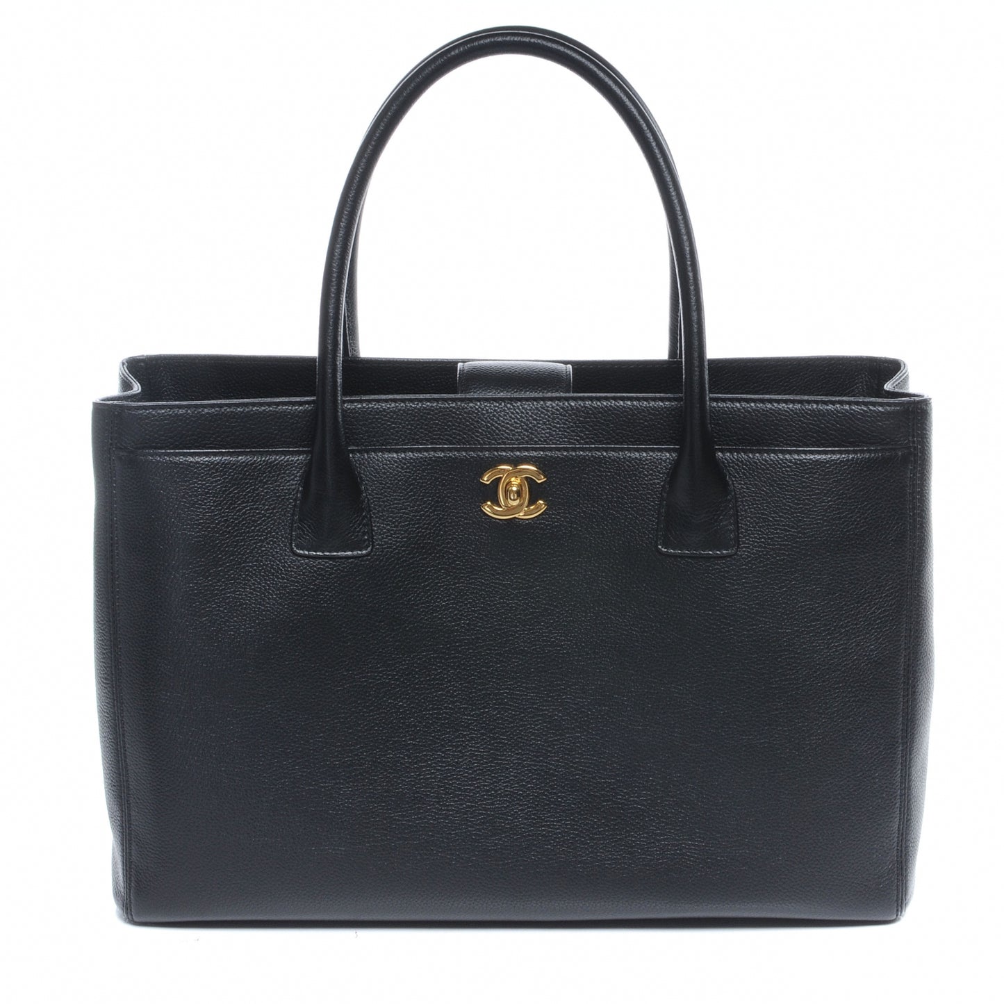 Calfskin Cerf Executive Shopper Tote Black