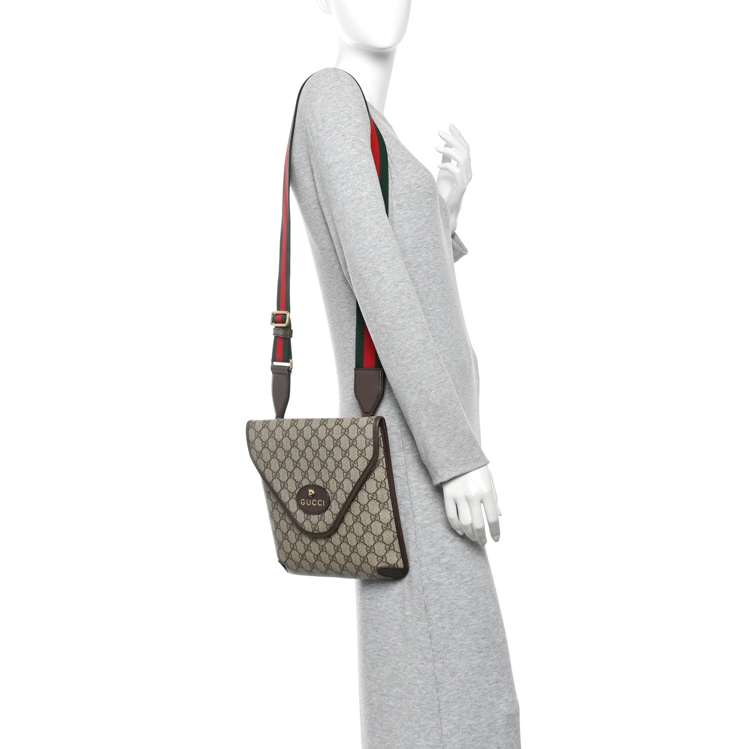Gucci GG Supreme Monogram Web Medium Neo Vintage Flap Messenger Bag Beige New Acero 2 of 14