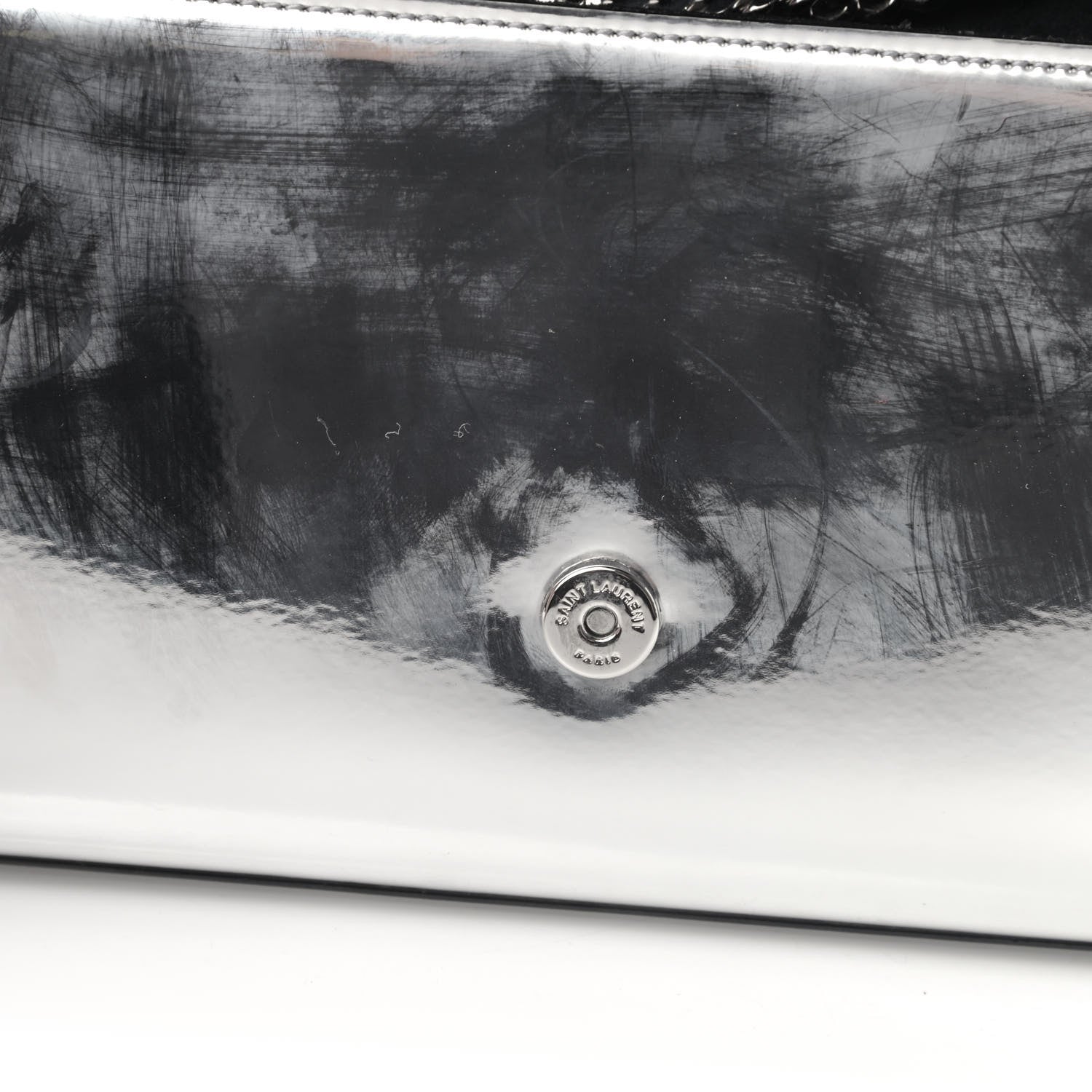 Saint Laurent Vinyl Mirror Small Classic Monogram Kate Satchel Argento 6 of 6