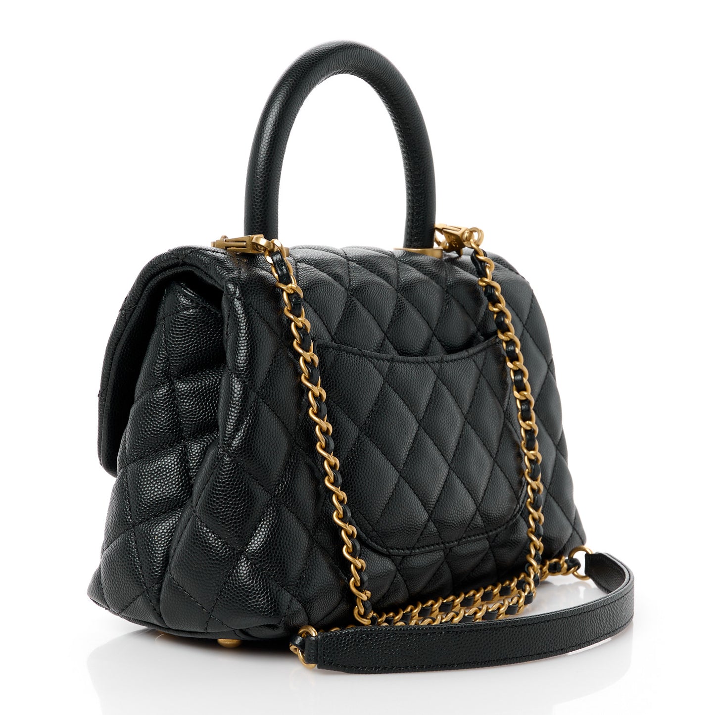 Caviar Quilted Mini Coco Handle Flap Black