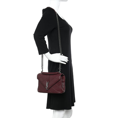 Saint Laurent Calfskin Matelasse Diamond Quilted Monogram Medium College Bag Bordeaux 2 of 10