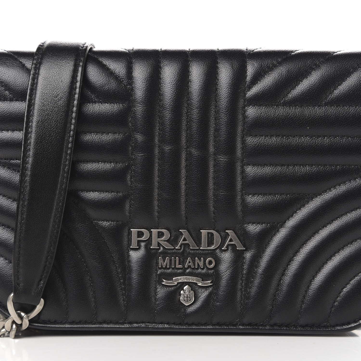Prada Soft Calfskin Impunture Small Diagramme Crossbody Bag Black 10 of 10