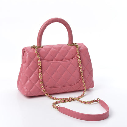 Chanel Caviar Lizard Quilted Mini Coco Handle Flap Pink 2 of 9