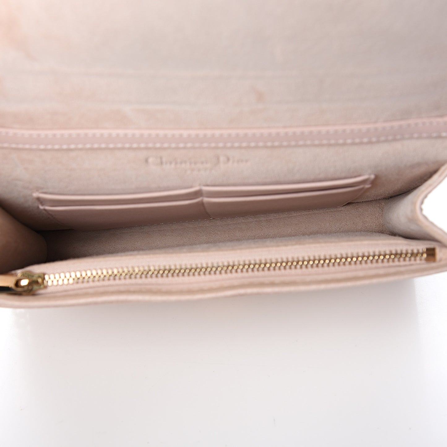 Grained Calfskin Diorama Wallet on Chain Pouch Nude