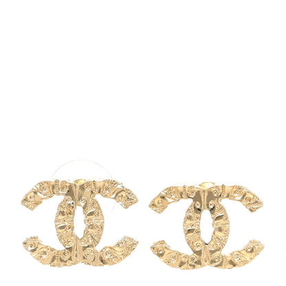 Chanel Metal Textured CC Earrings Gold 1 of 4