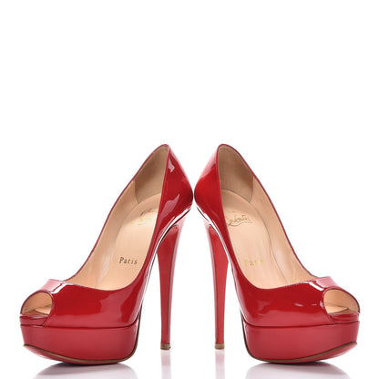 Christian Louboutin Patent Lady Peep 150 Pumps 35.5 Coquelicot 6 of 9