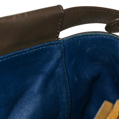 Fendi Vitello Morgan Shiny Nappa Large Peekaboo Iconic Satchel Foresta Blue 10 of 15