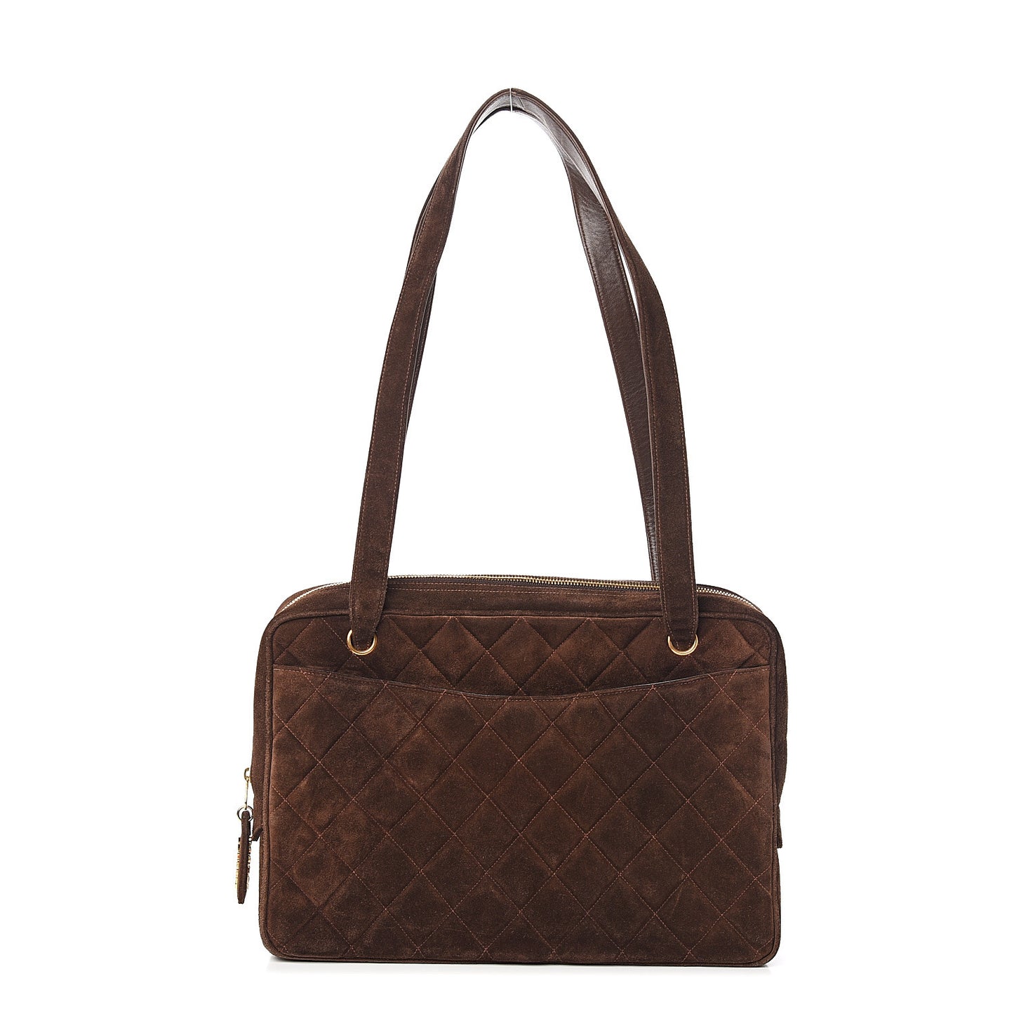 Suede Quilted Shoulder Bag Brown