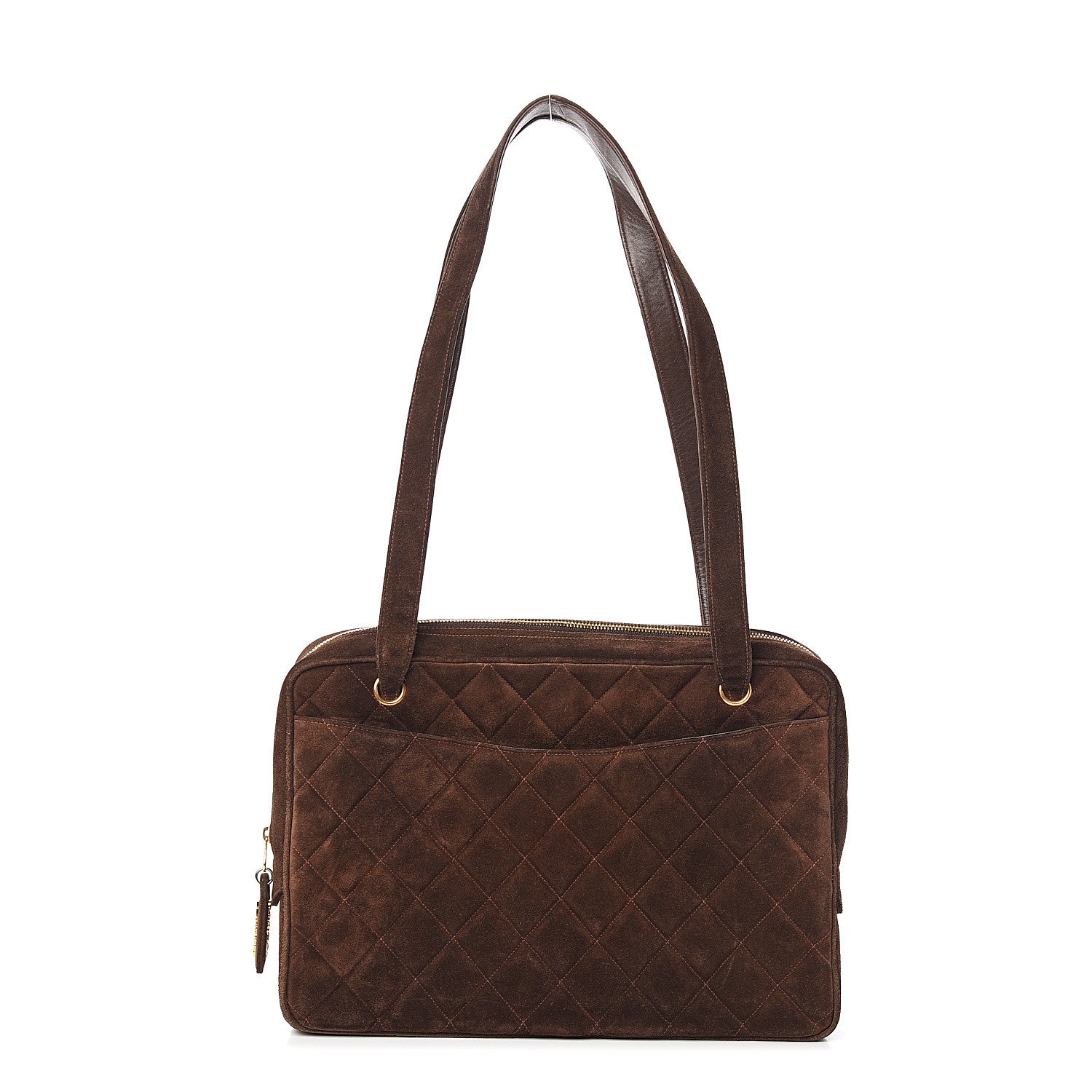 Chanel Suede Quilted Shoulder Bag Brown 1 of 10