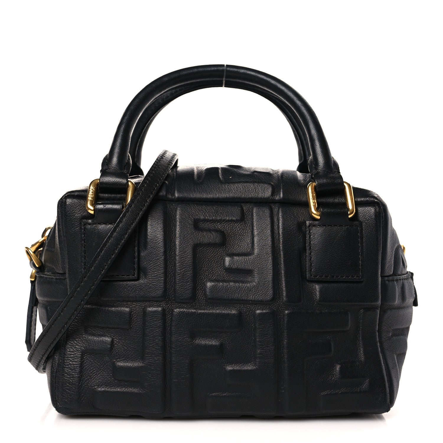 Fendi Nappa FF 1974 Embossed Mini Boston Black 1 of 9