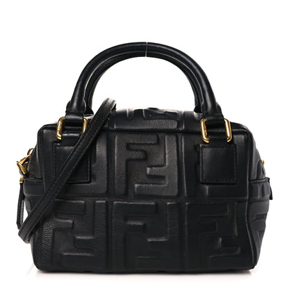 Fendi Nappa FF 1974 Embossed Mini Boston Black 1 of 9