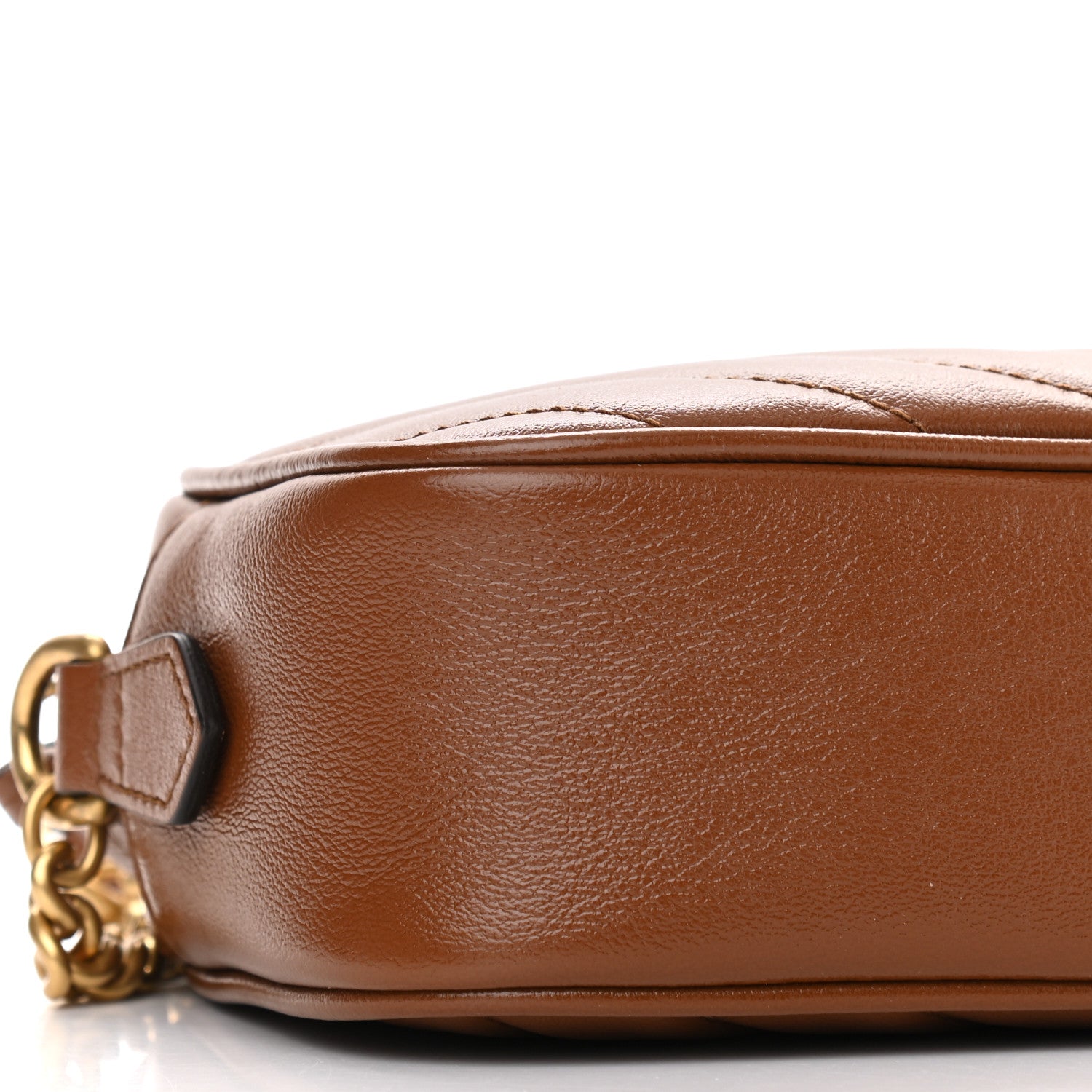 Gucci Glazed Calfskin Matelasse Diagonal Mini GG Marmont Chain Shoulder Bag Cuir 5 of 10