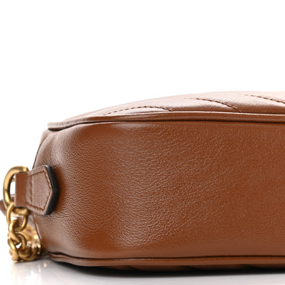 Gucci Glazed Calfskin Matelasse Diagonal Mini GG Marmont Chain Shoulder Bag Cuir 5 of 10