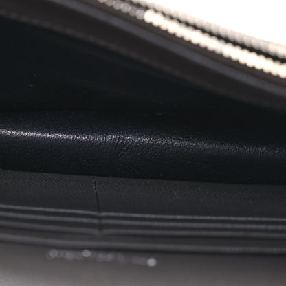 Saint Laurent Grain De Poudre Matelasse Chevron Monogram Envelope Chain Wallet Coal 5 of 17