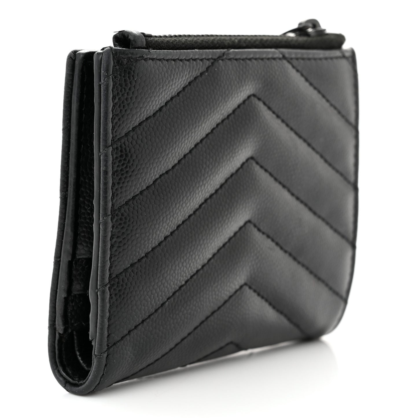 Grain De Poudre Matelasse Chevron Monogram Zipped Card Case Black