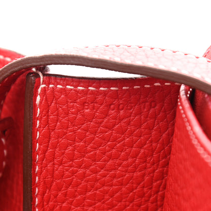 Hermes Taurillon Clemence Verso Halzan 31 GM Rouge Casaque Vermillion 7 of 11